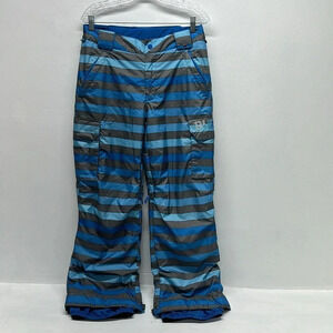 Burton Dry Ride Snow Pants Winter Waterproof Striped Blue Gray Kids Size XL 18